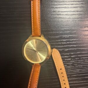 Michael Kors Gold Watch with Brown Strap